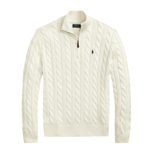 Suéter de Algodón Trenzado con Cierre 1/4 Polo Ralph Lauren