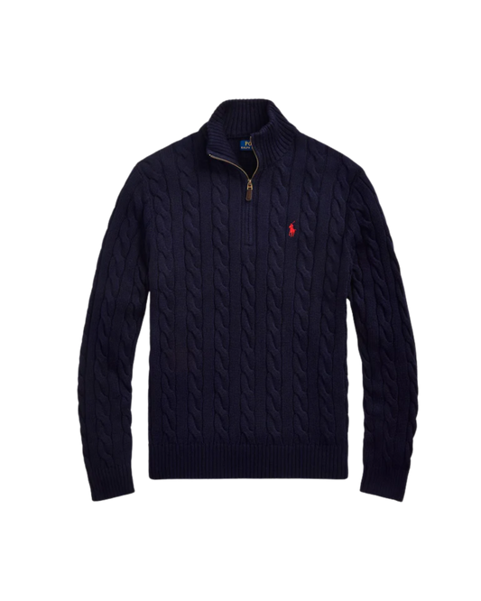 Suéter de Algodón Trenzado con Cierre 1/4 Polo Ralph Lauren