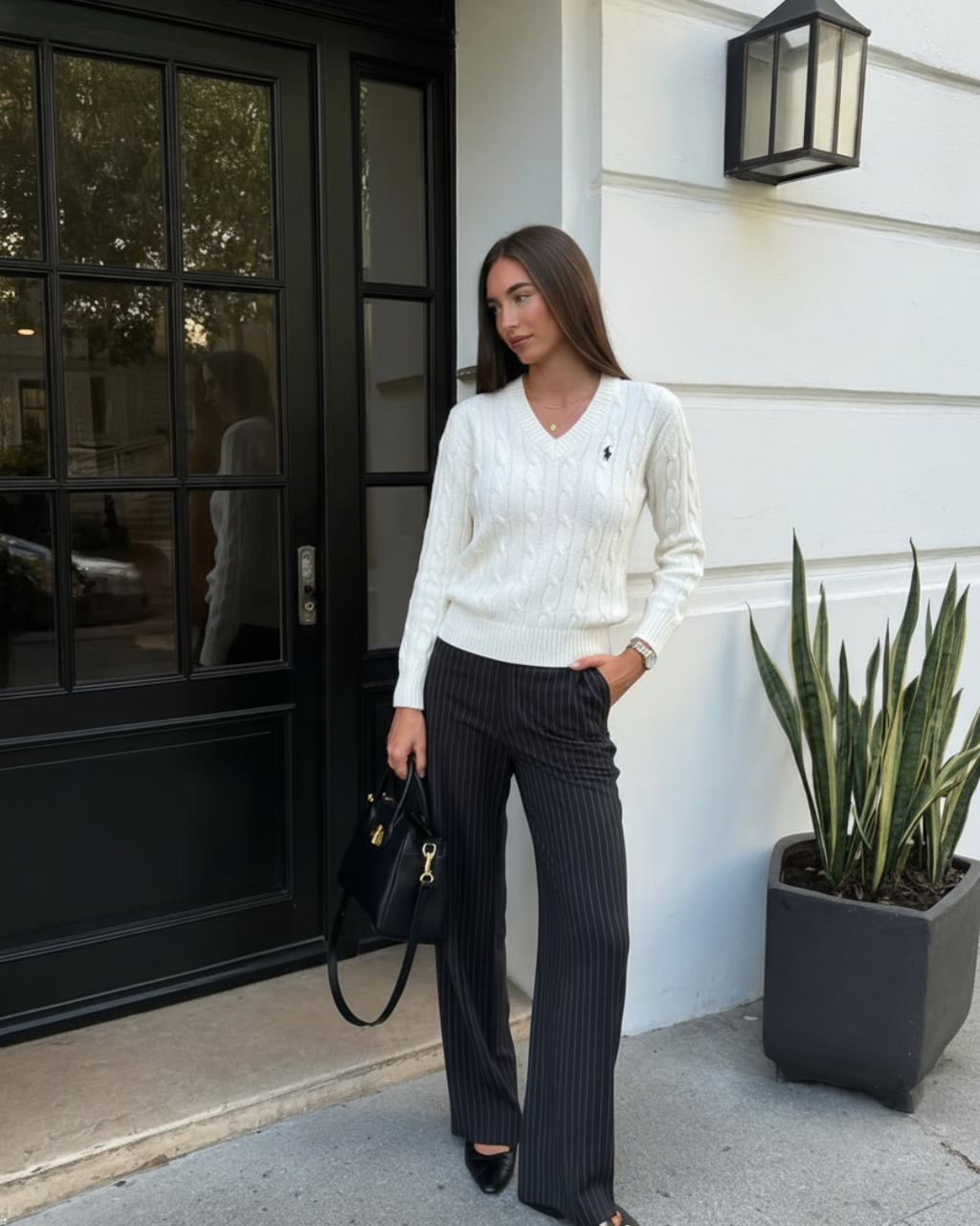 Suéter Trenzado con Cuello en V Polo Ralph Lauren