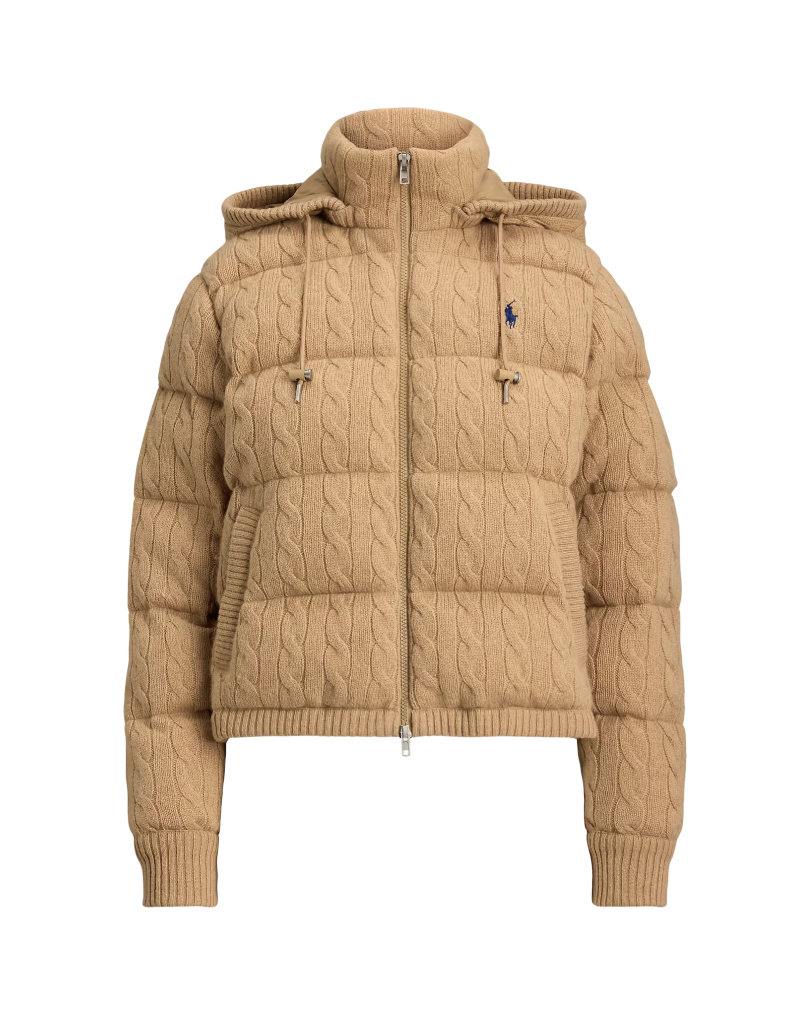 Chaqueta Acolchada de Plumón en Punto Trenzado