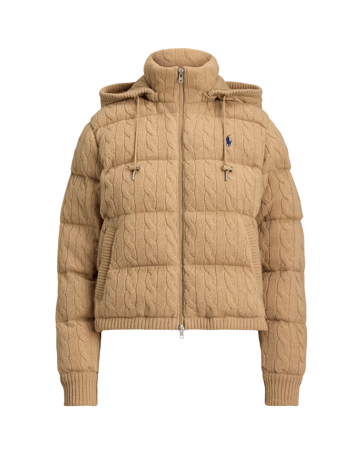 Chaqueta Acolchada de Plumón en Punto Trenzado