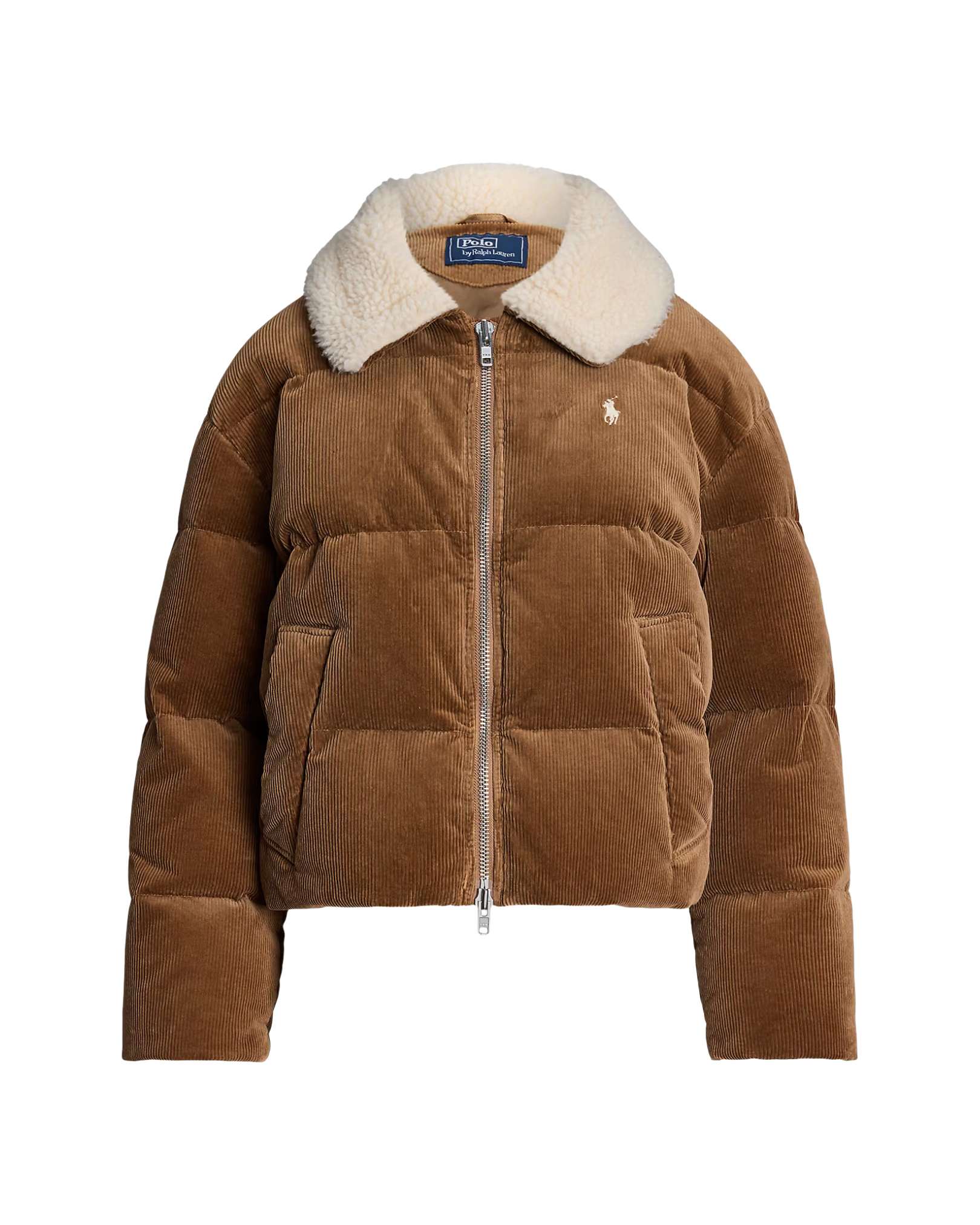 Chaqueta Acolchada de Pana con Cuello de Borrego