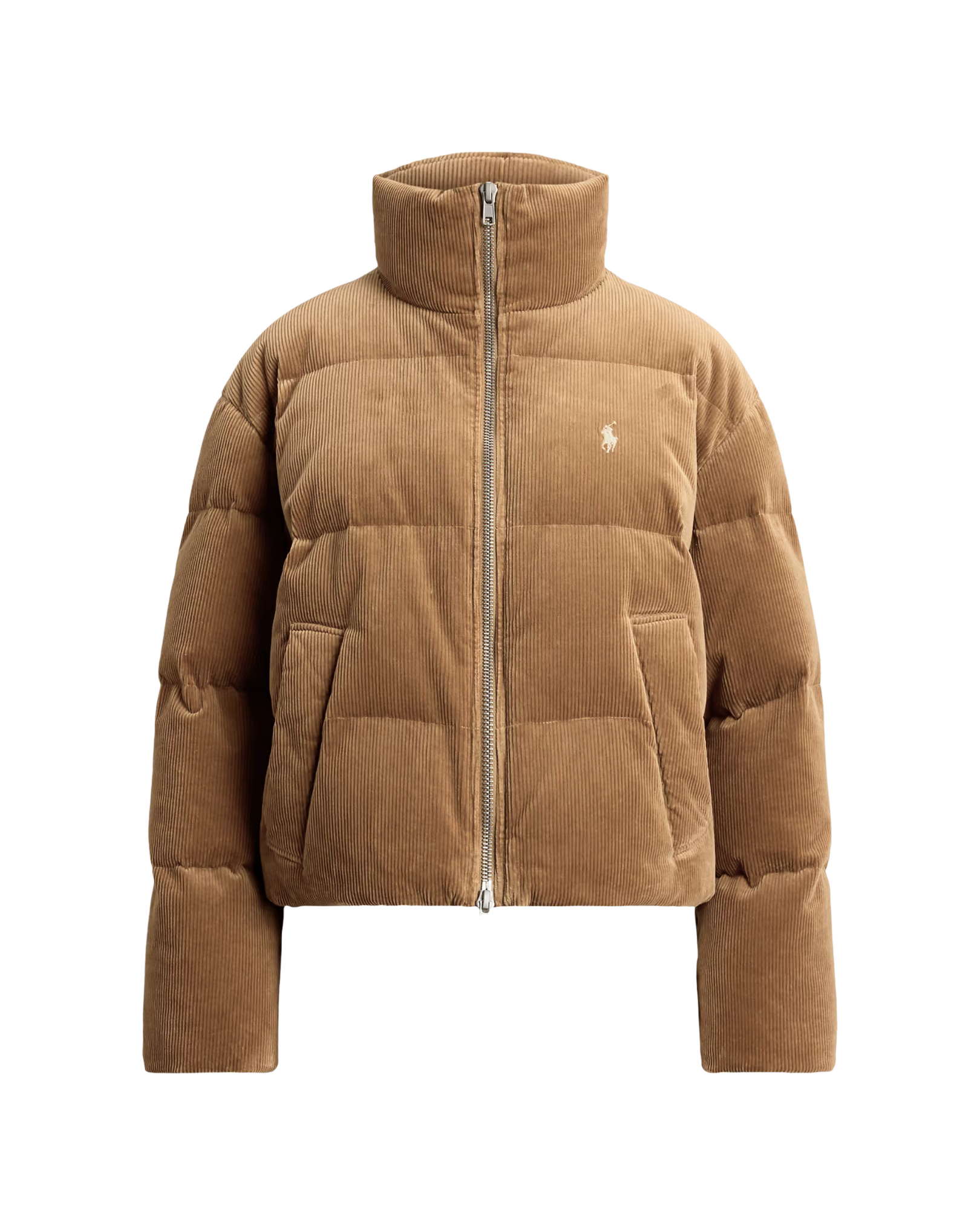 Chaqueta Acolchada de Pana con Cuello Alto