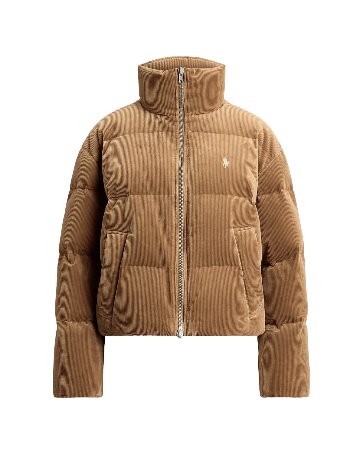 Chaqueta Acolchada de Pana con Cuello Alto