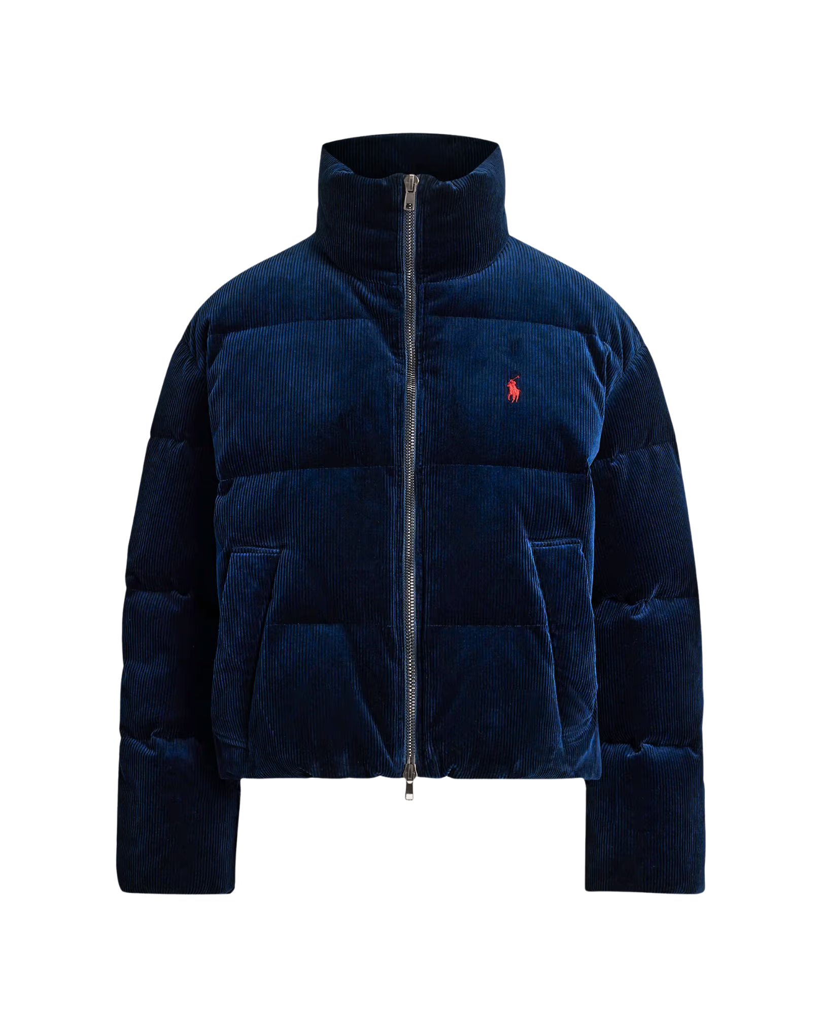 Chaqueta Acolchada de Pana con Cuello Alto