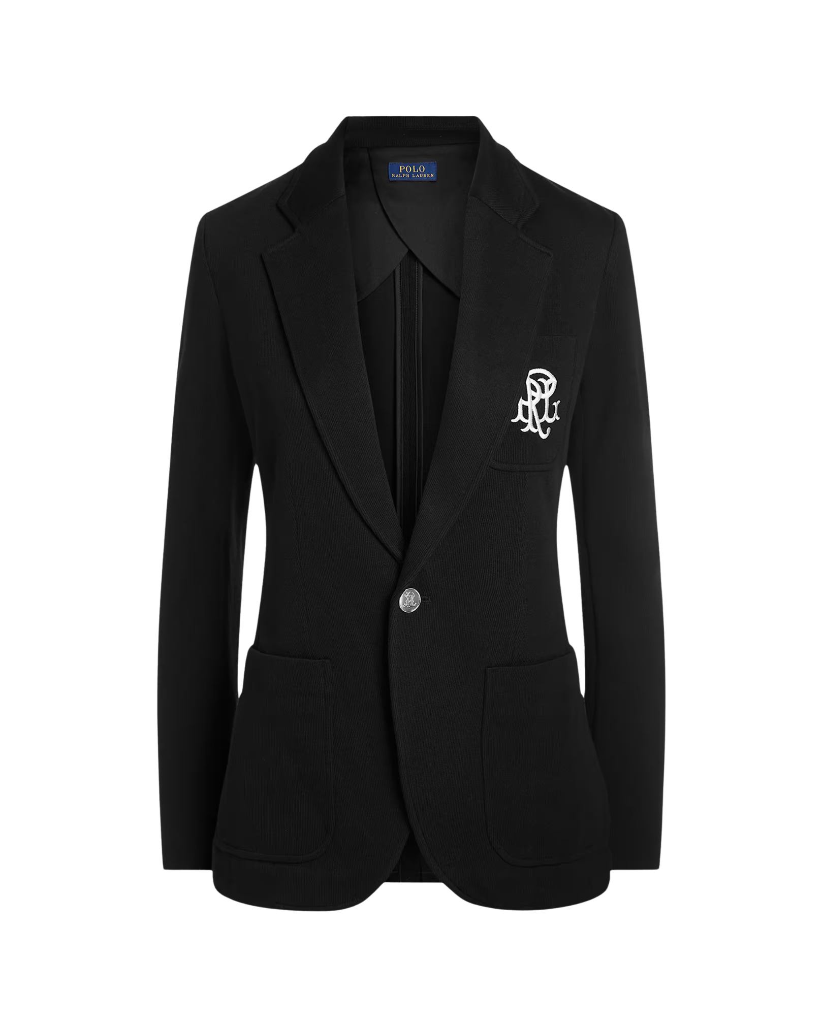 Blazer de Punto con Monograma Bordado de un Solo Botón