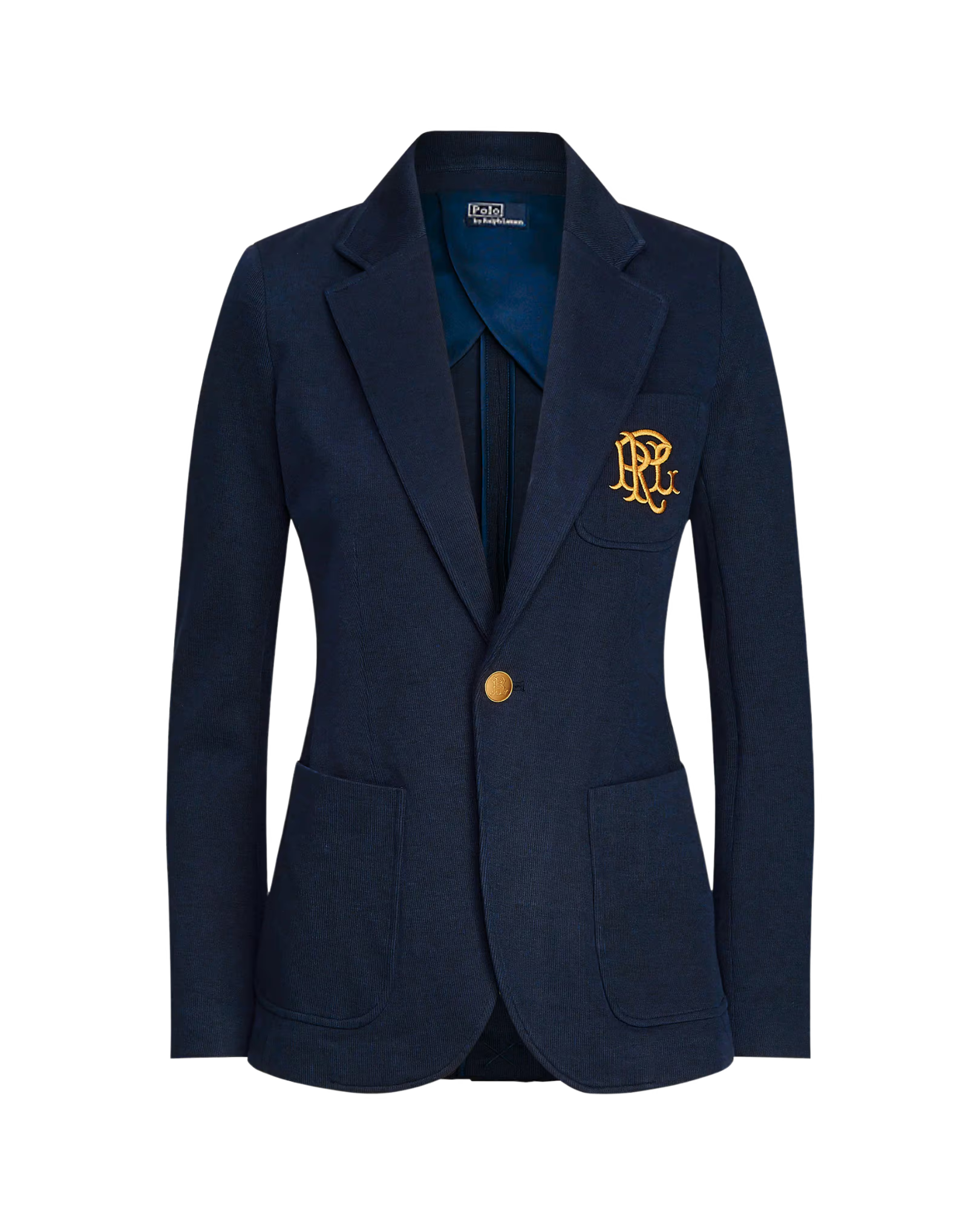 Blazer de Punto con Monograma Bordado de un Solo Botón