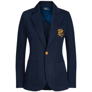 Blazer de Punto con Monograma Bordado de un Solo Botón
