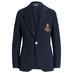 Blazer de Punto con Escudo Bordado